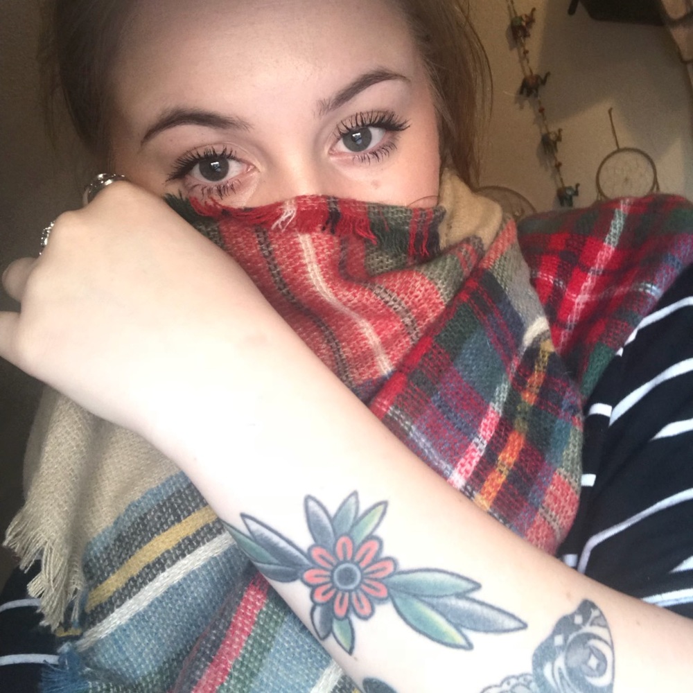 Multicolored Plain Cashmere Scarf / Headwrap